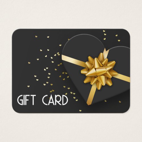 Lovely Gold Bow Black Heart Gift Box Gift Card