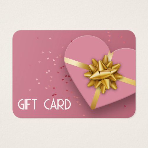 Lovely Gold Bow Pink Heart Gift Box Gift Card