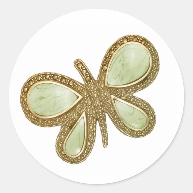 Lovely gold butterfly Wedding Stickers (Front)