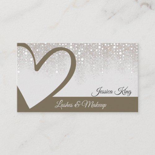 Lovely Gold Dripping Heart Calligraphy Lashes Business Card