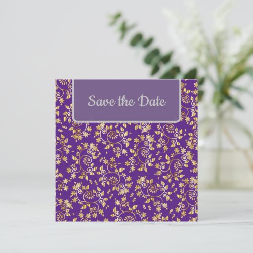 Lovely Gold Floral Save The Date