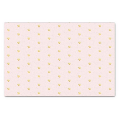 Lovely Gold Hearts Faux Foil Pattern on Pale Pink Tissue Paper