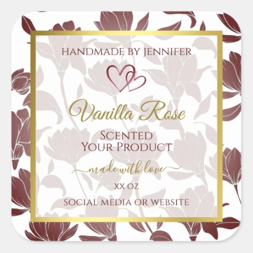 Lovely Gold Maroon Colored Floral Product Labels