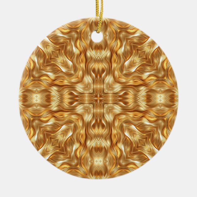 Lovely golden abstract pattern ceramic ornament (Front)