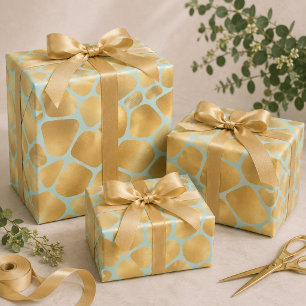 Lovely Golden Giraffe print mint background Wrapping Paper Sheets