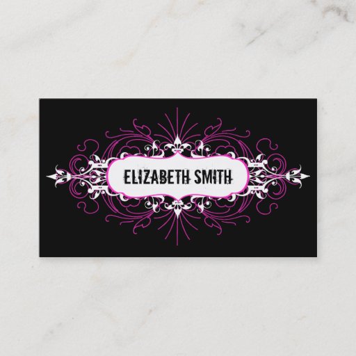 Customizable Lovely Gothic Business Card Pink/Black