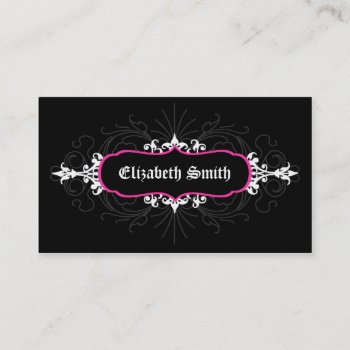 Lovely Gothic Business Card Pink/grey by spinsugar at Zazzle