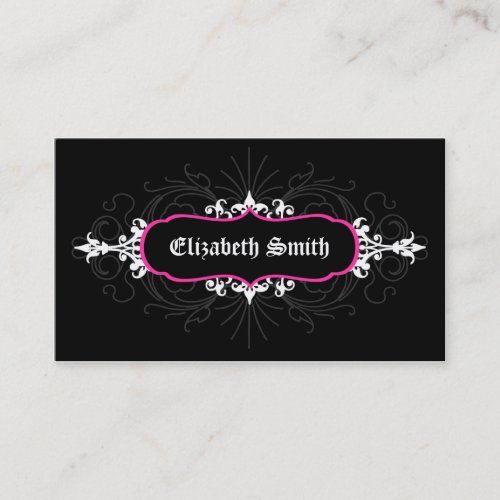 Lovely Gothic Business Card Pink/Grey