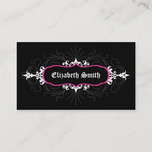 Customizable Lovely Gothic Business Card Pink/Grey