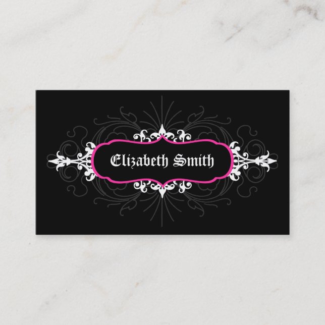 Lovely Gothic Business Card Pink/Grey (Front)