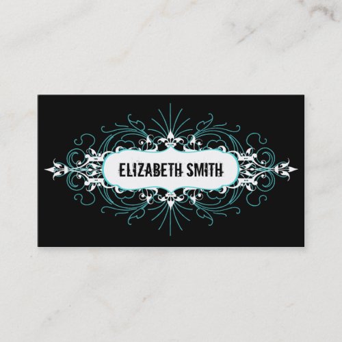 Lovely Gothic Business Card Teal/Black