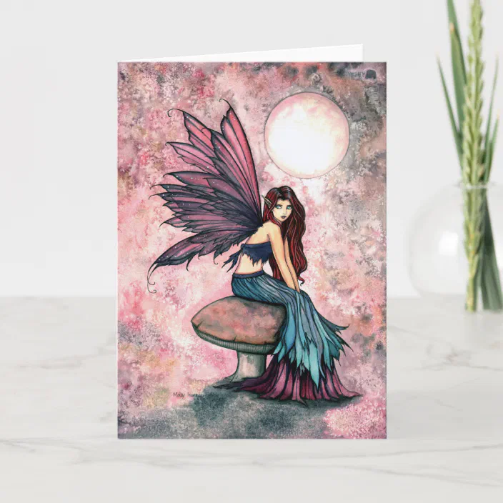 handmade gothic fantasy birthday card with a fairy in a pretty frame design 