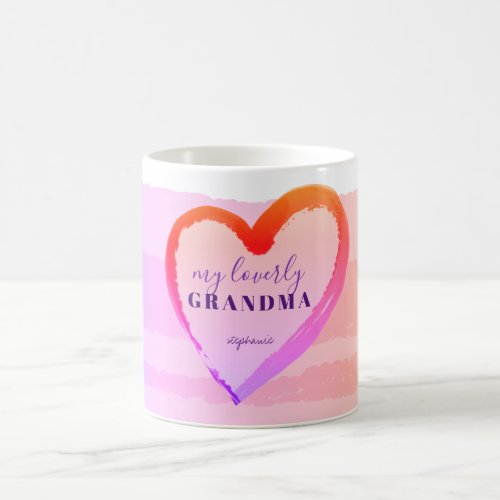 LOVELY GRANDMA GOLD PINK HEART COFFEE MUG