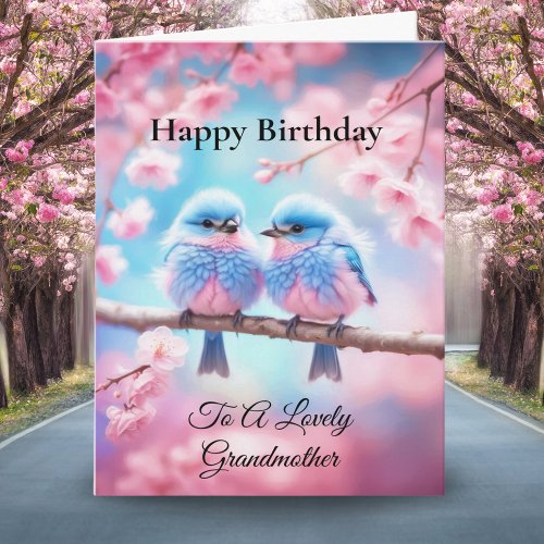 Lovely Grandmother Fluffy Bluebirds Birthday Card