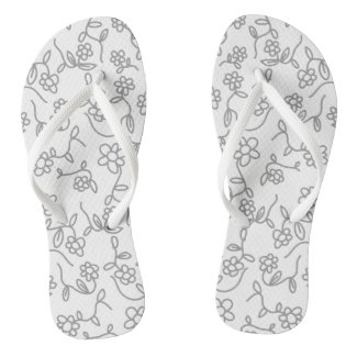 Lovely Gray Floral Pattern Flip Flops
