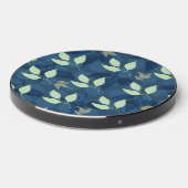 Lovely Green and Blue Leafy Pattern Wireless Charger (Front 2)