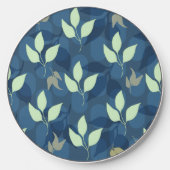 Lovely Green and Blue Leafy Pattern Wireless Charger (Front)