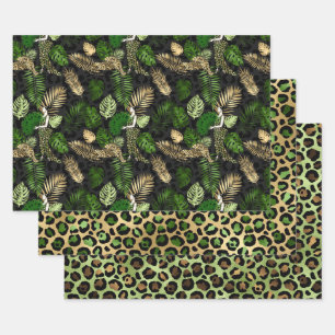 Lovely Green and Gold Safari theme  Wrapping Paper Sheets