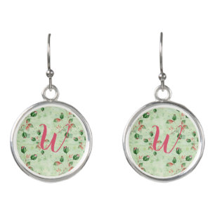 Lovely Green and Pink Floral  Earrings