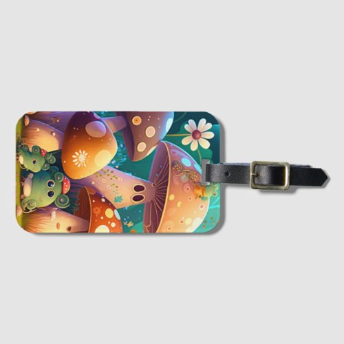 Lovely green cute baby muchrooms      luggage tag