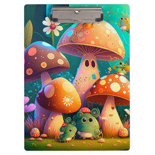 Lovely green cute baby mushrooms clipboard