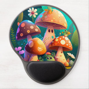 Lovely green cute baby mushrooms gel mouse pad