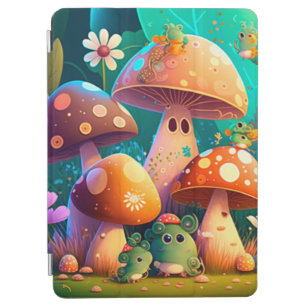 Lovely green cute baby mushrooms       iPad air cover