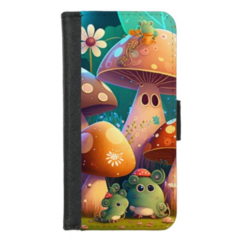 Lovely green cute baby mushrooms       iPhone 87 wallet case