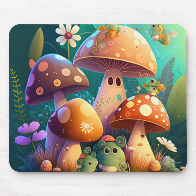 Lovely green cute baby mushrooms       mouse pad (Front)