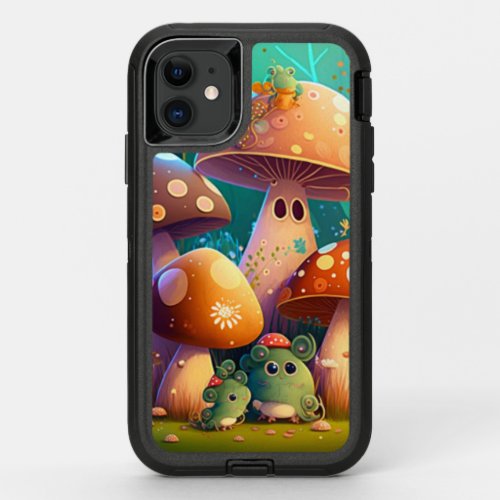 Lovely green cute baby mushrooms       OtterBox defender iPhone 11 case