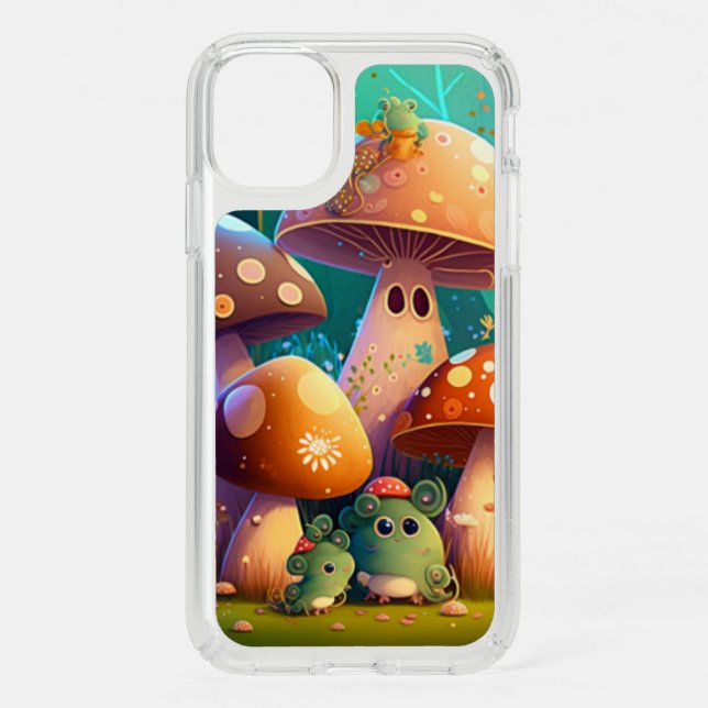 Lovely green cute baby mushrooms       speck iPhone 11 case (Front)