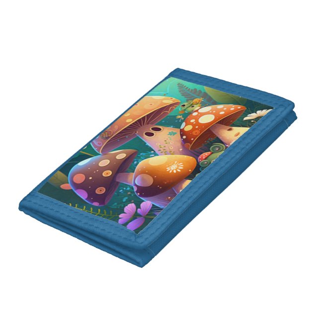 Lovely green cute baby mushrooms     trifold wallet (Bottom)