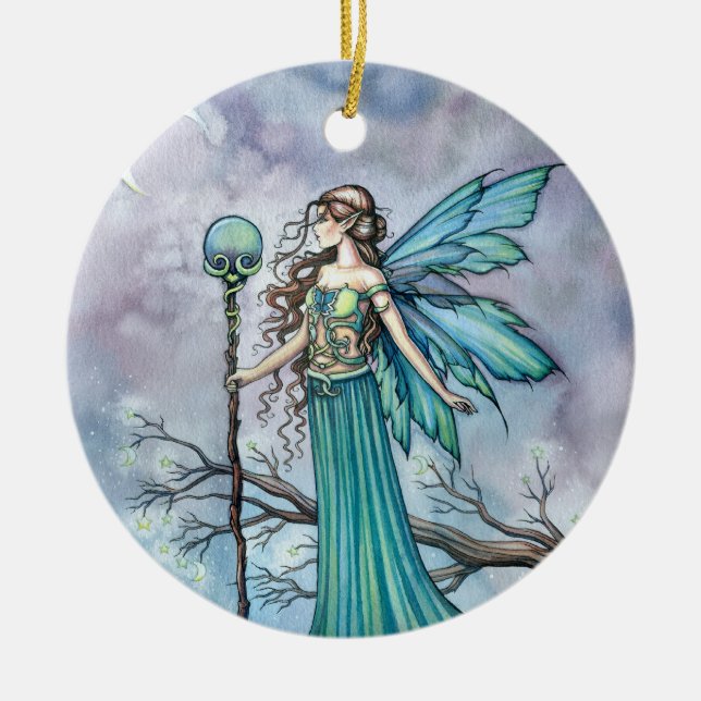 Lovely Green Fairy Ornament by Molly Harrison (Front)
