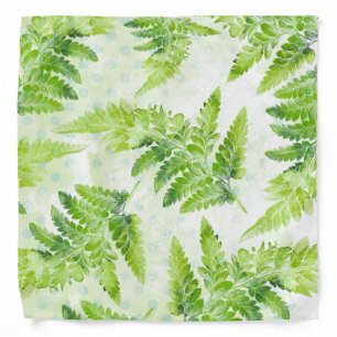 Lovely Green Fern Botanical Watercolor Pattern Bandana