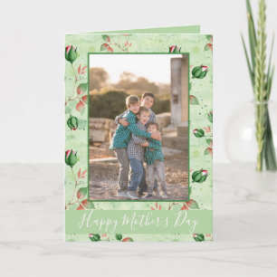 Lovely Green Floral Happy Mother's Day Photo Card