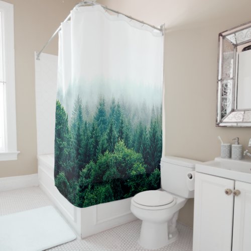 Lovely Green Forest Wild  Free Shower Curtain