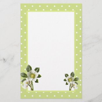 Lovely Green Polka Dot Vintage Floral Stationery by SimpleElegance at Zazzle