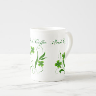 Lovely Green Shamrocks Irish Coffee Mug