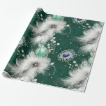 Lovely Green & White Beaded Feathered Pearl Wrapping Paper<br><div class="desc">Give your recipients your best. Use this lovely, sophisticated, print "jeweled" with no actual glitter, foil, feathers, velvet or beading, high-quality gift wrap with a grid back for easy cutting. You'll appreciate the ease of use and your recipients will love its elegant beauty. Good for all occasions and holidays, very...</div>