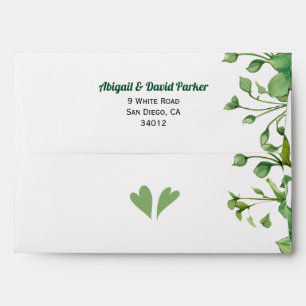 Lovely greenery, and stripes spring wedding envelope