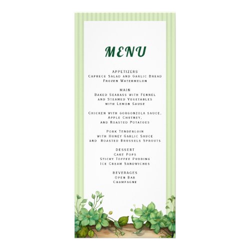 Lovely greenery spring wedding menu card