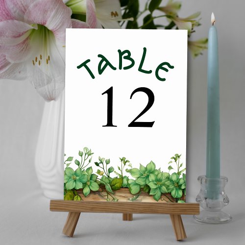 Lovely greenery St patricks day Irish wedding Table Number