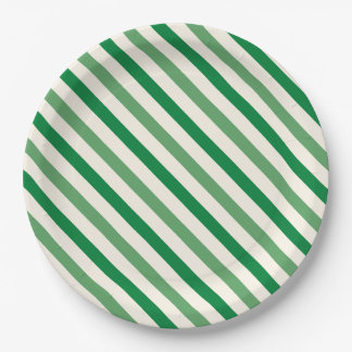 Lovely greenery stripes Simple birthday party Paper Plates