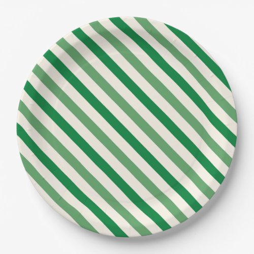 Lovely greenery stripes Simple birthday party Paper Plates