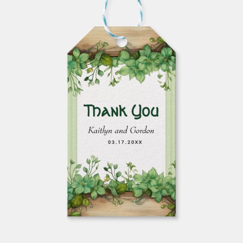 Lovely greenery stripes St Patricks Day wedding Gift Tags