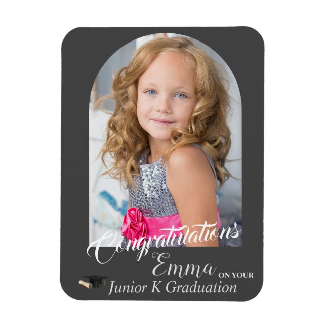 Lovely Grey Congratulations JK Graduation Photo Magnet (Vertical)