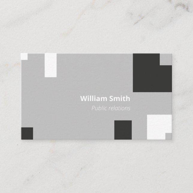 Lovely Grey Modern Square Shapes Business Card (Front)