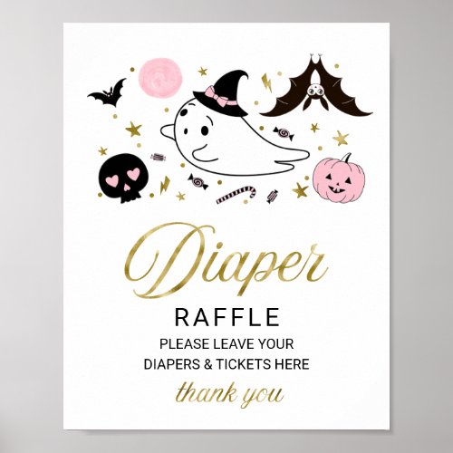 Lovely Halloween Baby Shower Diaper Raffle Sign