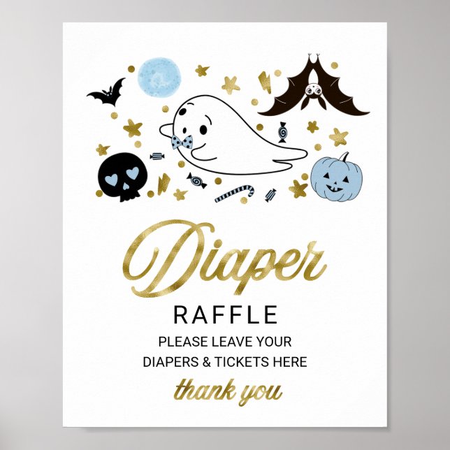 Lovely Halloween Baby Shower Diaper Raffle Sign (Front)