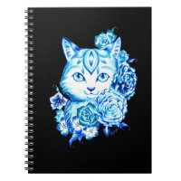 Lovely Hand Drawn 10 Blues Cat School Notebook